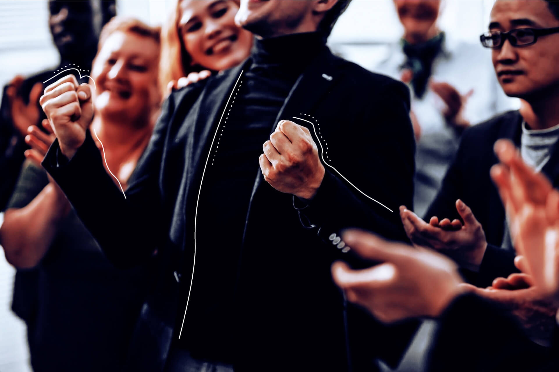 Group of people in suits rejoice and applaud | eggheads.net