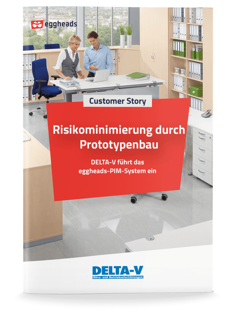 Titelseite der DELTA-V Customer Story mit heller Büroszene | eggheads.net