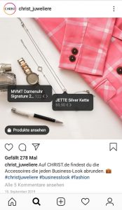 Instagram Screenshot von CHRIST mit Schmuck | eggheads.net