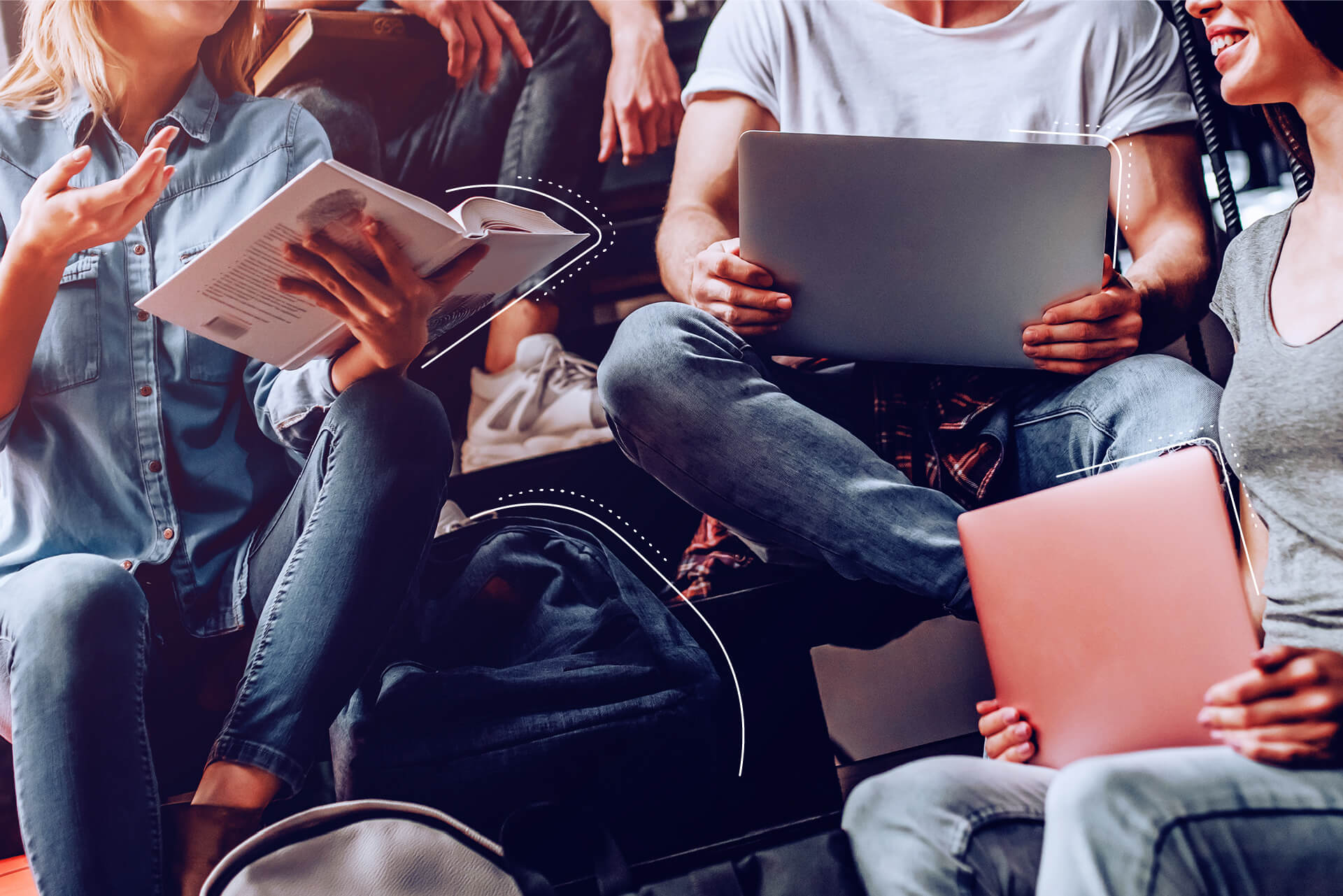 Students sitting on stairs. | eggheads.net