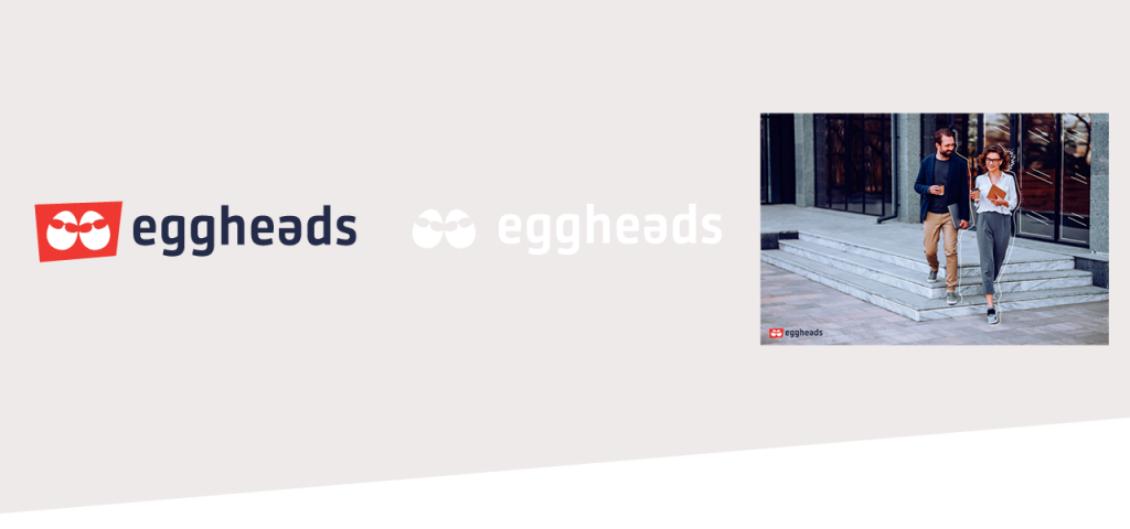 Darstellung des eggheads Logos in Farbe, des eggheads Logos in weiß und des Startseitenbildes | eggheads.net