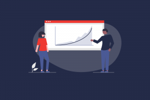 Illustration: 2 people in front of a graphic with a rising curve. | eggheads.net