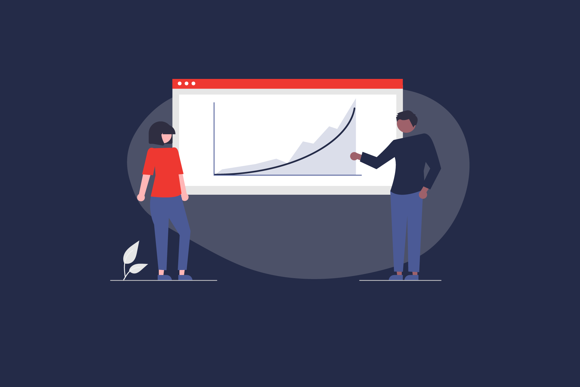 Illustration: 2 people in front of a graphic with a rising curve. | eggheads.net