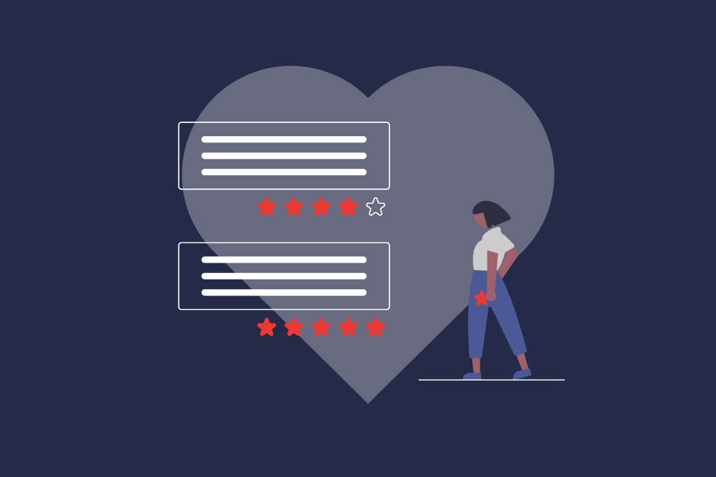 Illustration of a woman giving star ratings | eggheads.net