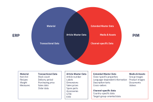 Graphic with overlapping circles with terms from ERP and PIM | eggheads.net