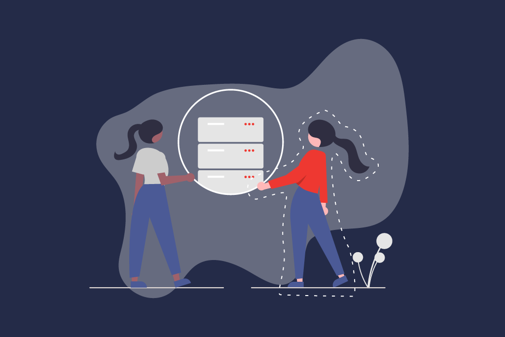 Illustration with two women standing in front of a server | eggheads.net