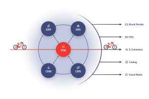 Illustration with bicycle and representations to ERP WaWi CRM CMS and PIM | eggheads.net